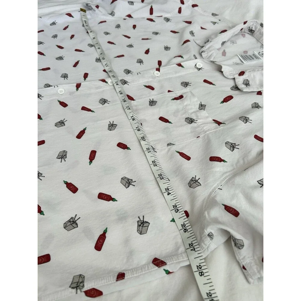 Sriracha Hot Sauce Huy Fong All Over Print Button Up Short Sleeve Shirt Size 2XL